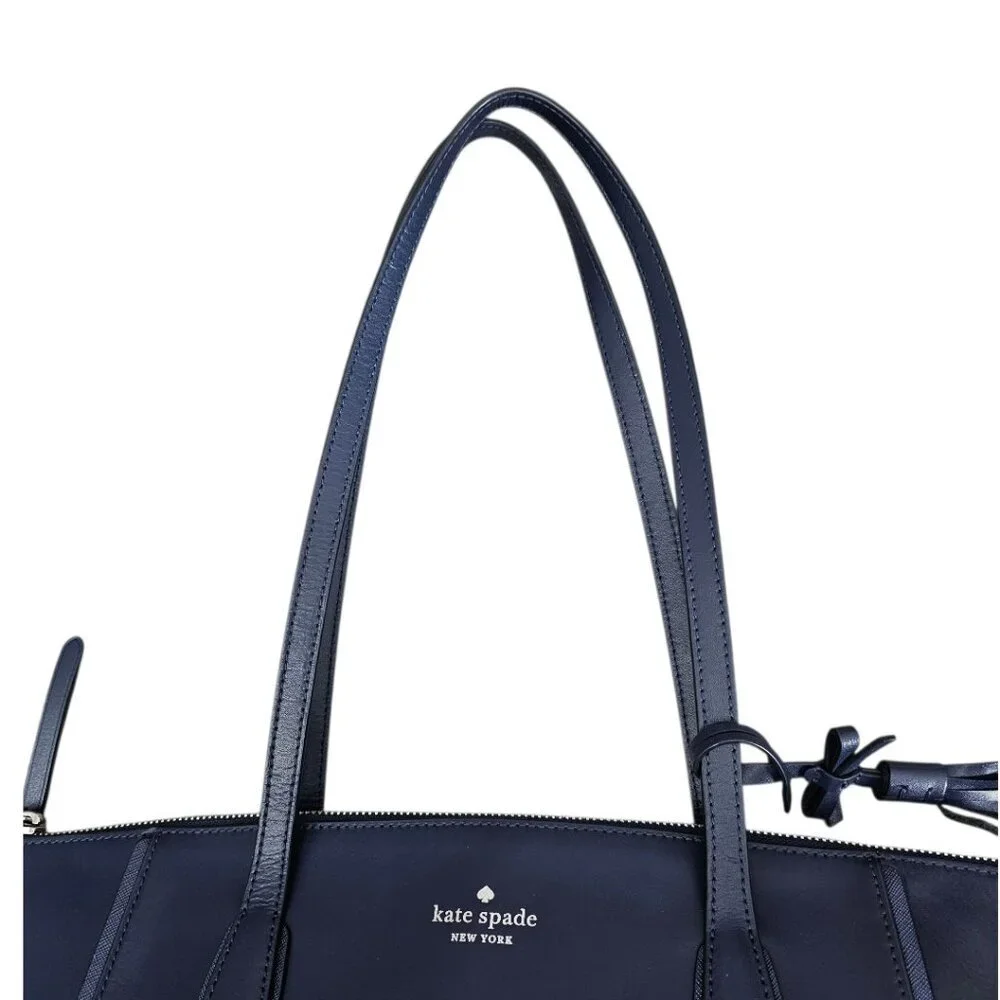 Kate Spade New York Kali Smooth Leather Tassel Zip Tote Shoulder Bag Navy COA